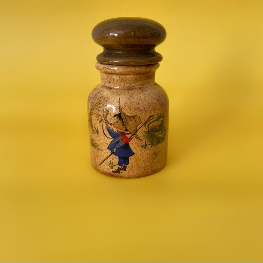 Vintage 60s handmade ceramic canister home decor